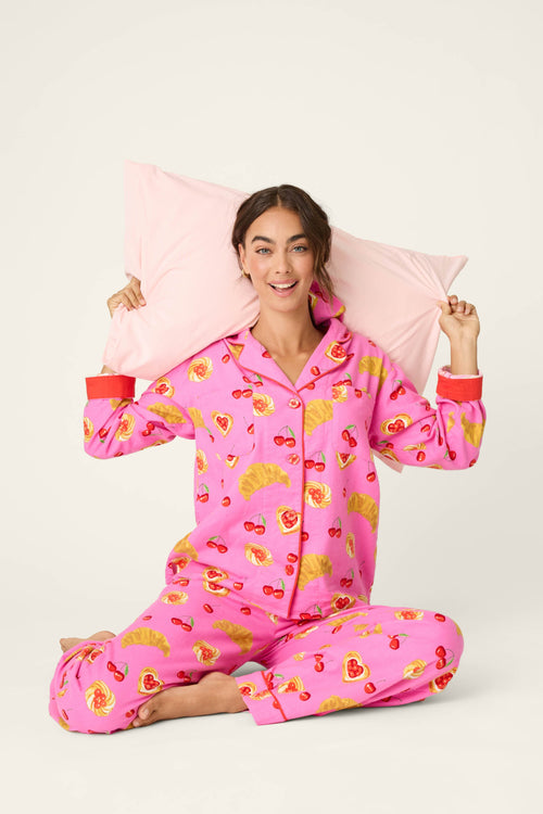 Breakfast Pastry Print 3-Piece Flannel PJ Set