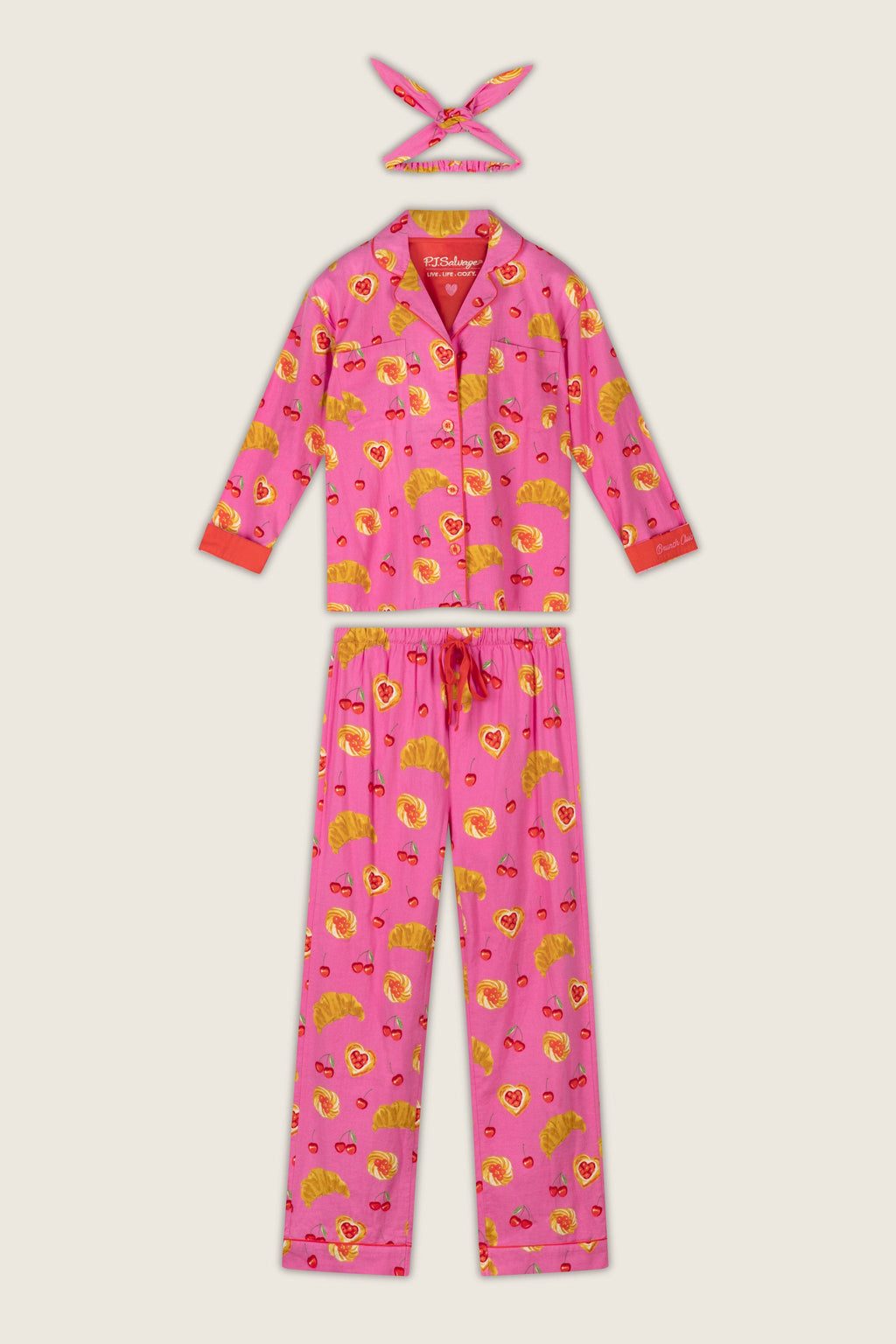 Breakfast Pastry Print 3-Piece Flannel PJ Set