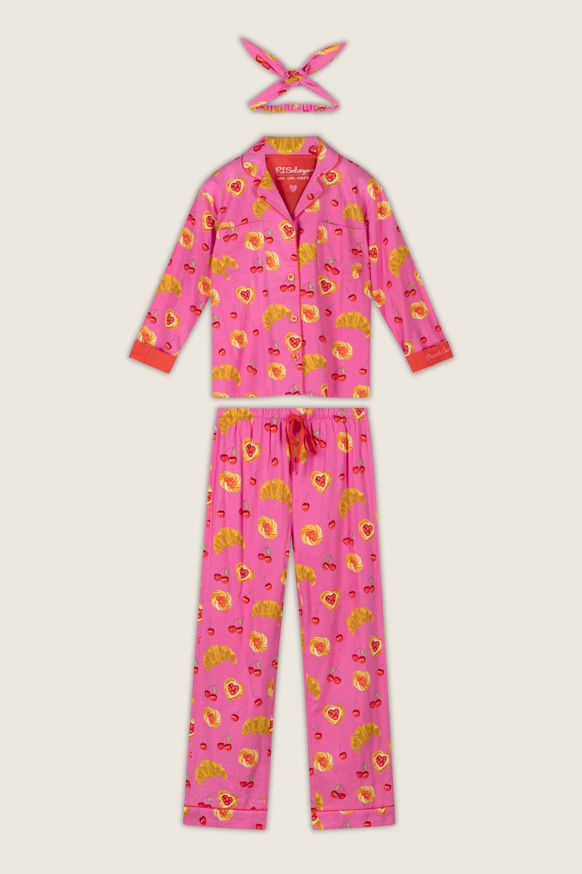Breakfast Pastry Print 3-Piece Flannel PJ Set
