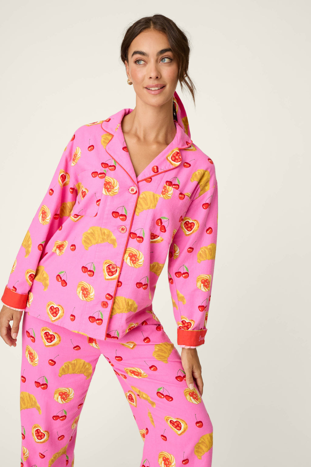 Breakfast Pastry Print 3-Piece Flannel PJ Set