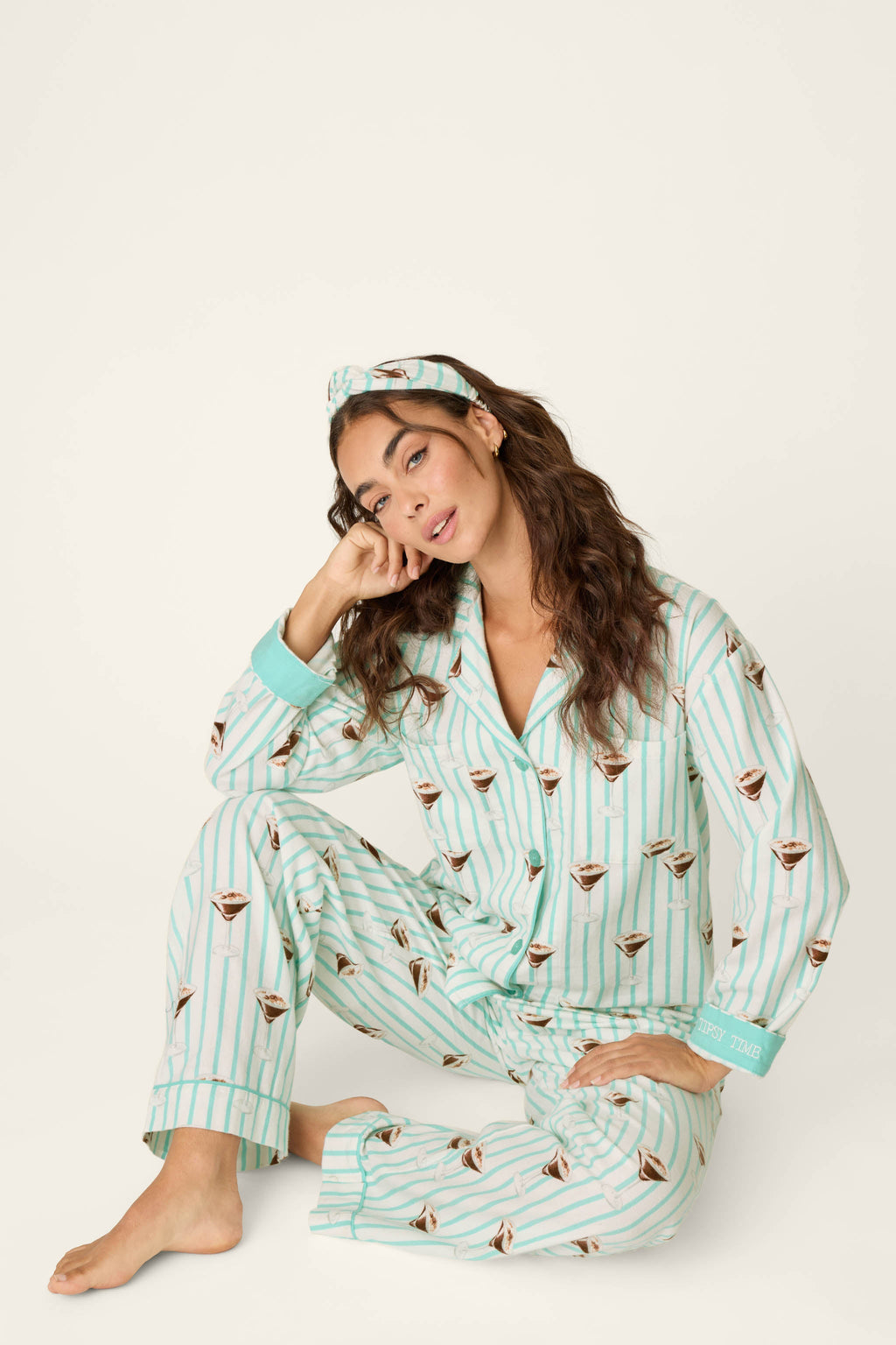 Espresso Martini Print 3-Piece Long Sleeve Flannel PJ Set