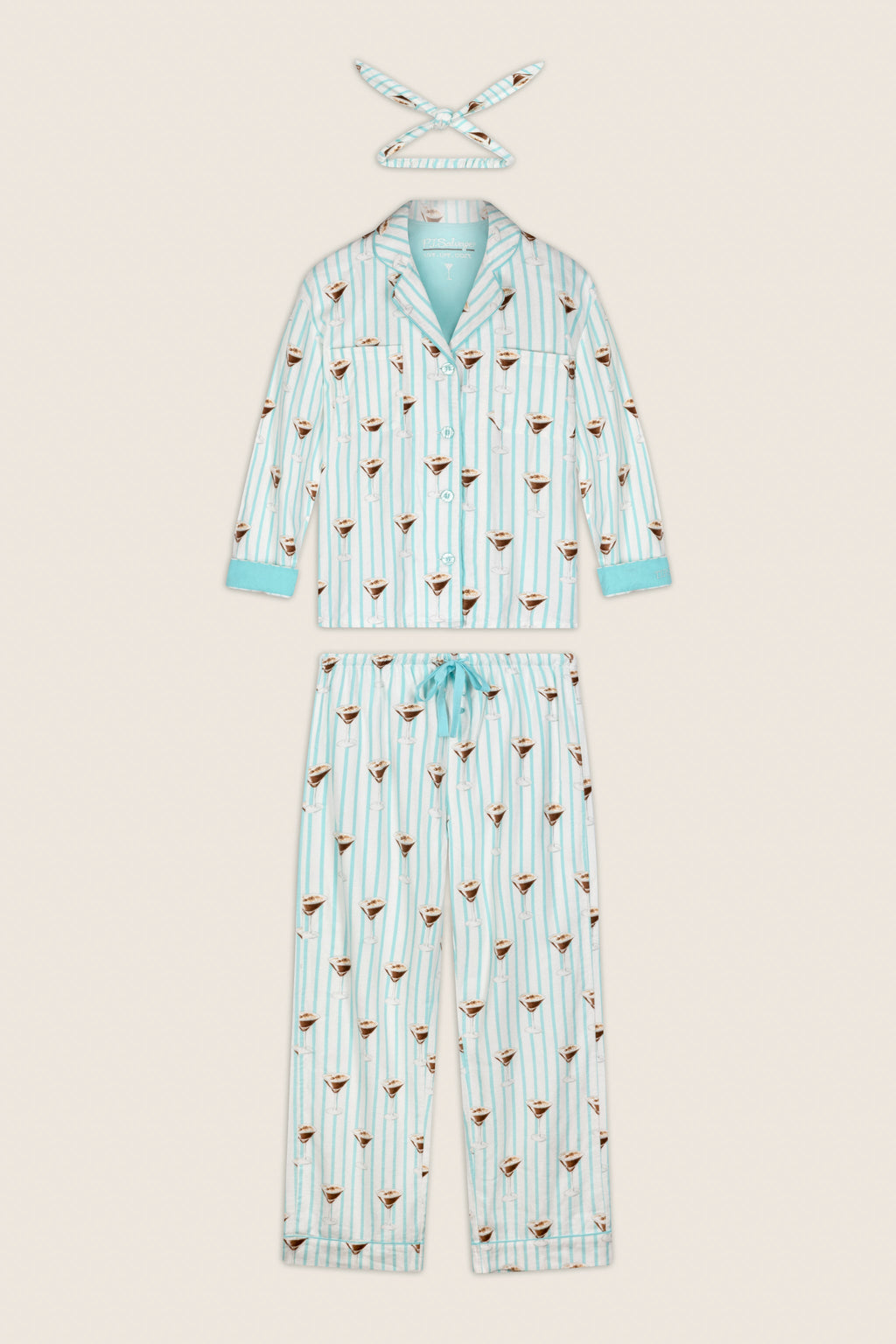 Espresso Martini Print 3-Piece Long Sleeve Flannel PJ Set