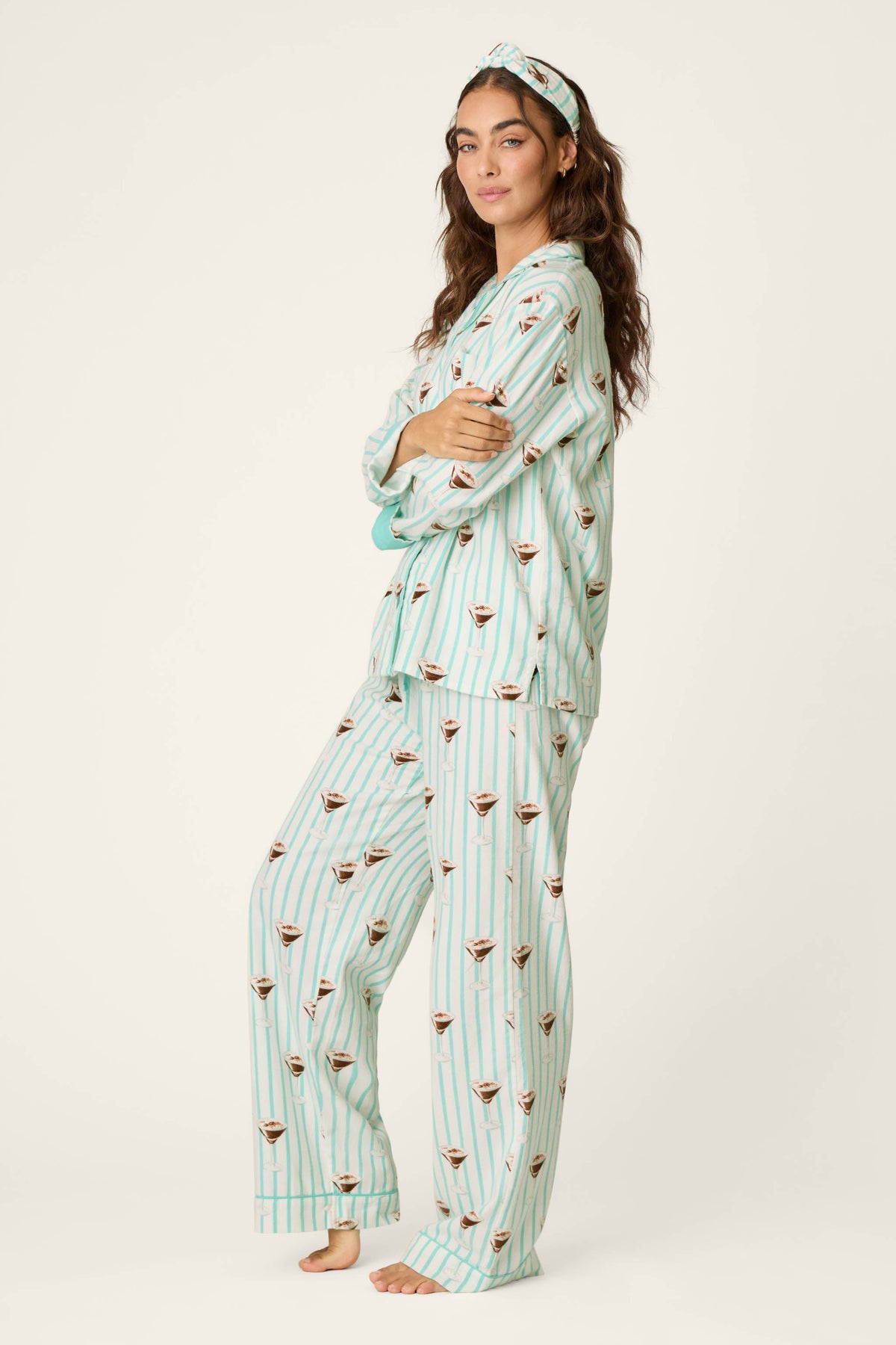 Espresso Martini Print 3-Piece Long Sleeve Flannel PJ Set