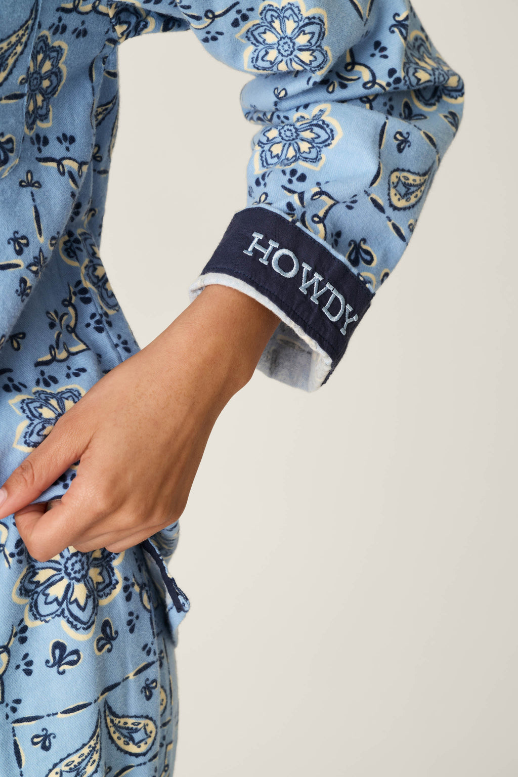 Classic Paisley Bandana Print 3-Piece Long Sleeve Flannel PJ Set
