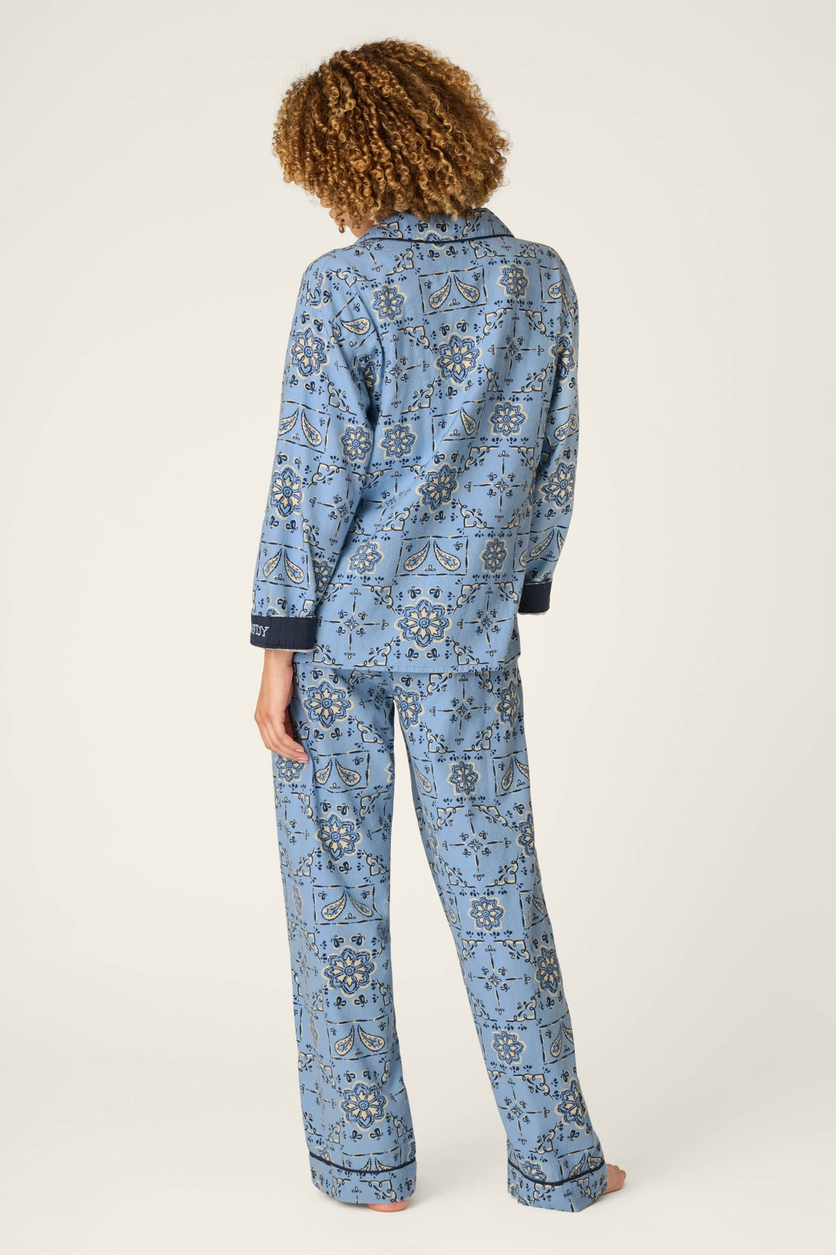 Classic Paisley Bandana Print 3-Piece Long Sleeve Flannel PJ Set