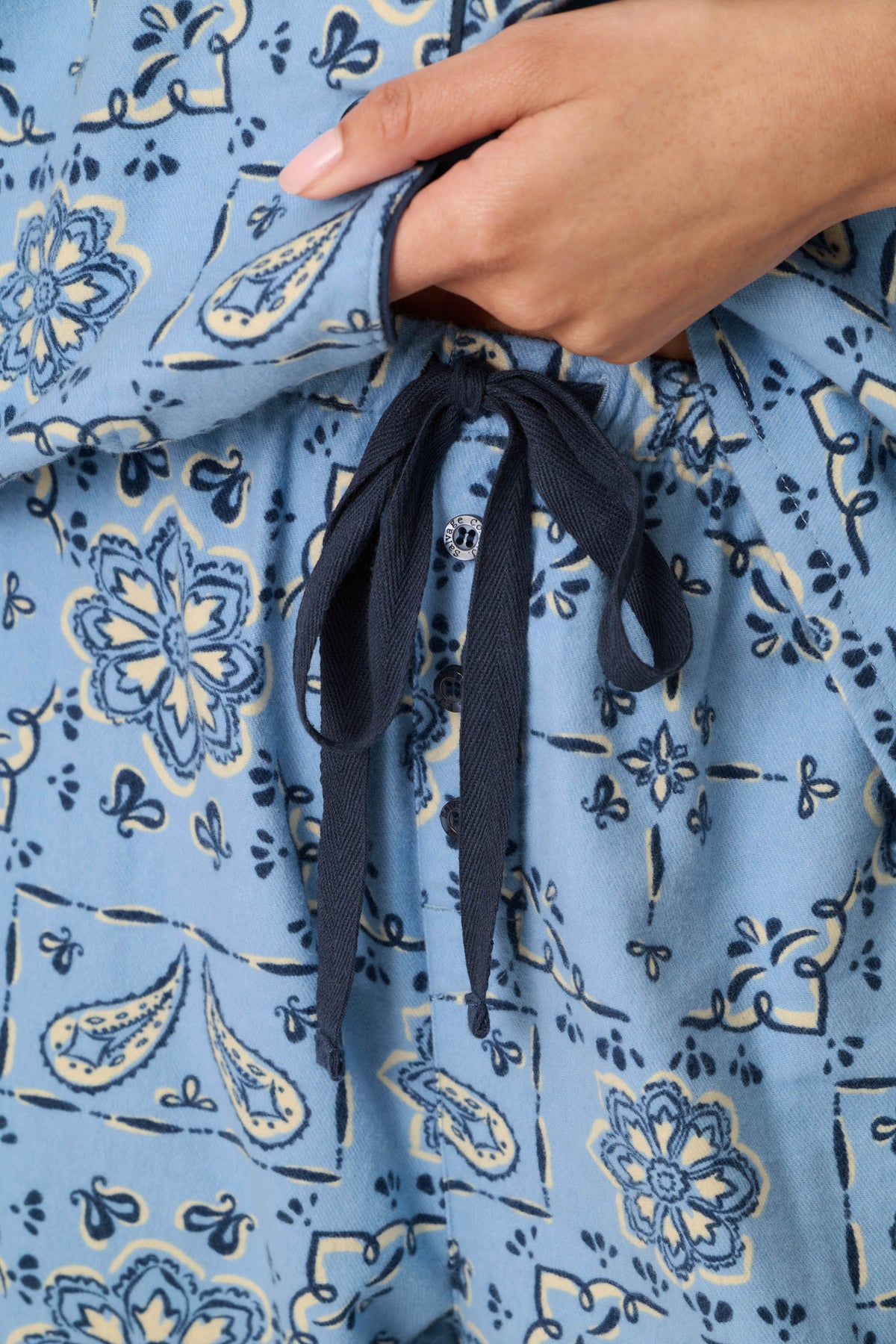Classic Paisley Bandana Print 3-Piece Long Sleeve Flannel PJ Set