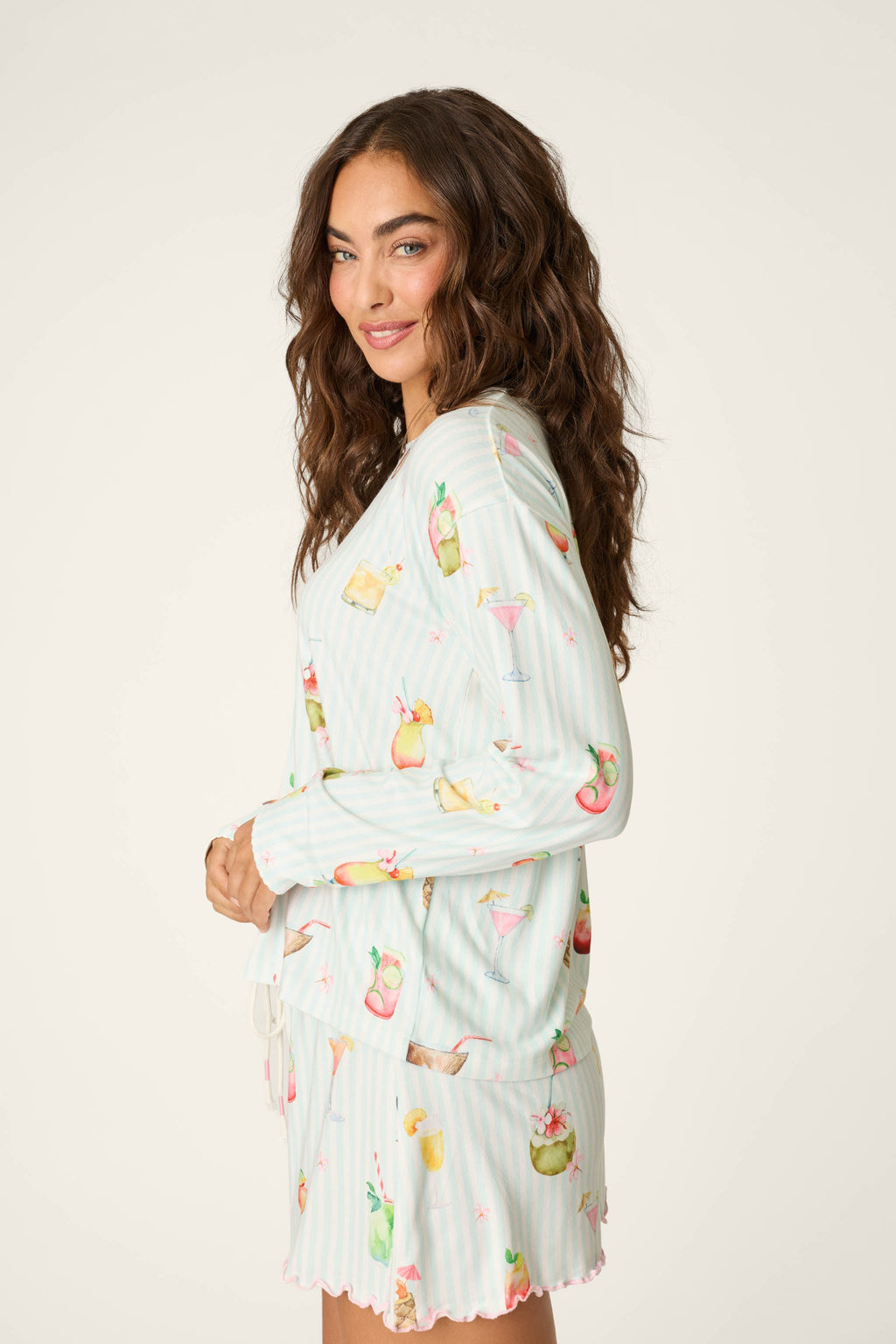 It's Five O'clock Somewhere Cocktail Print Long Sleeve Top