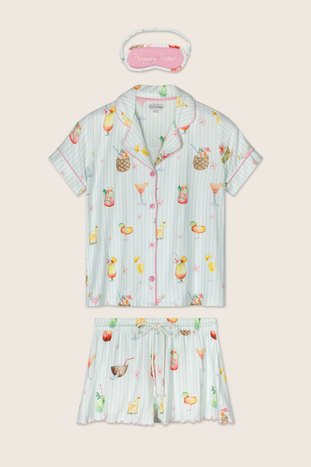 It's Five O'clock Somewhere Cocktail Print 3-Piece PJ Set