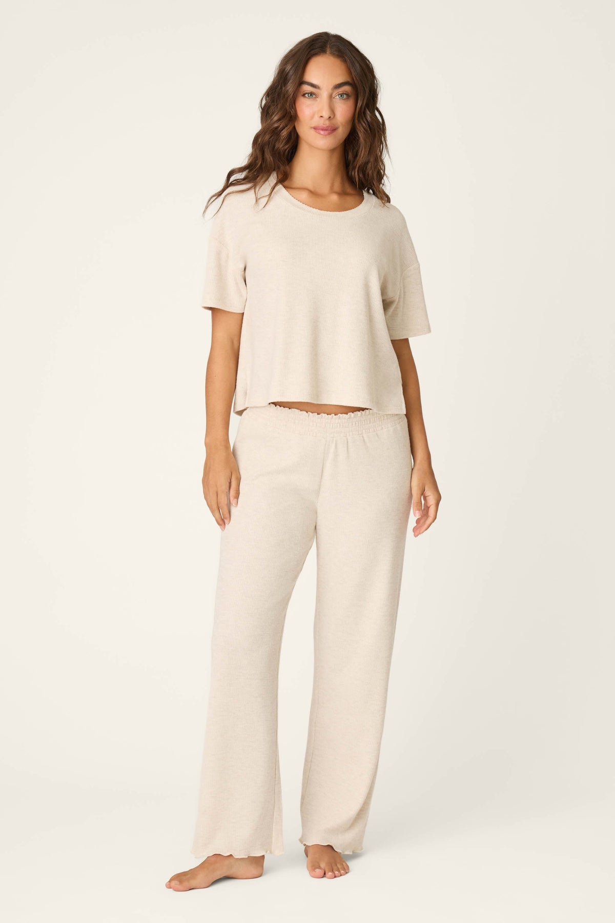 Weekend Waffles Light Oatmeal Cropped Pajama Pants