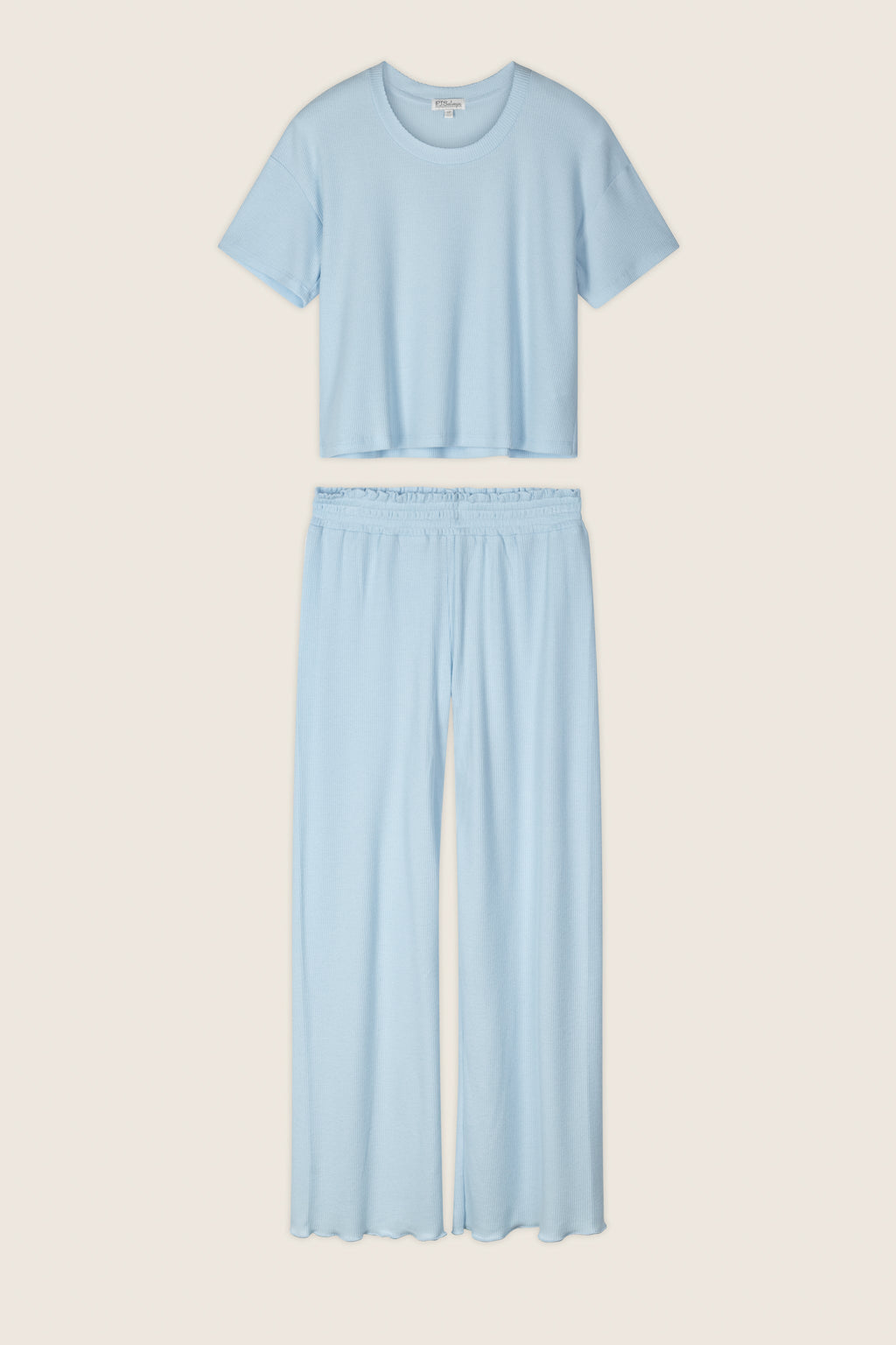Weekend Waffles Crystal Blue Cropped PJ Set