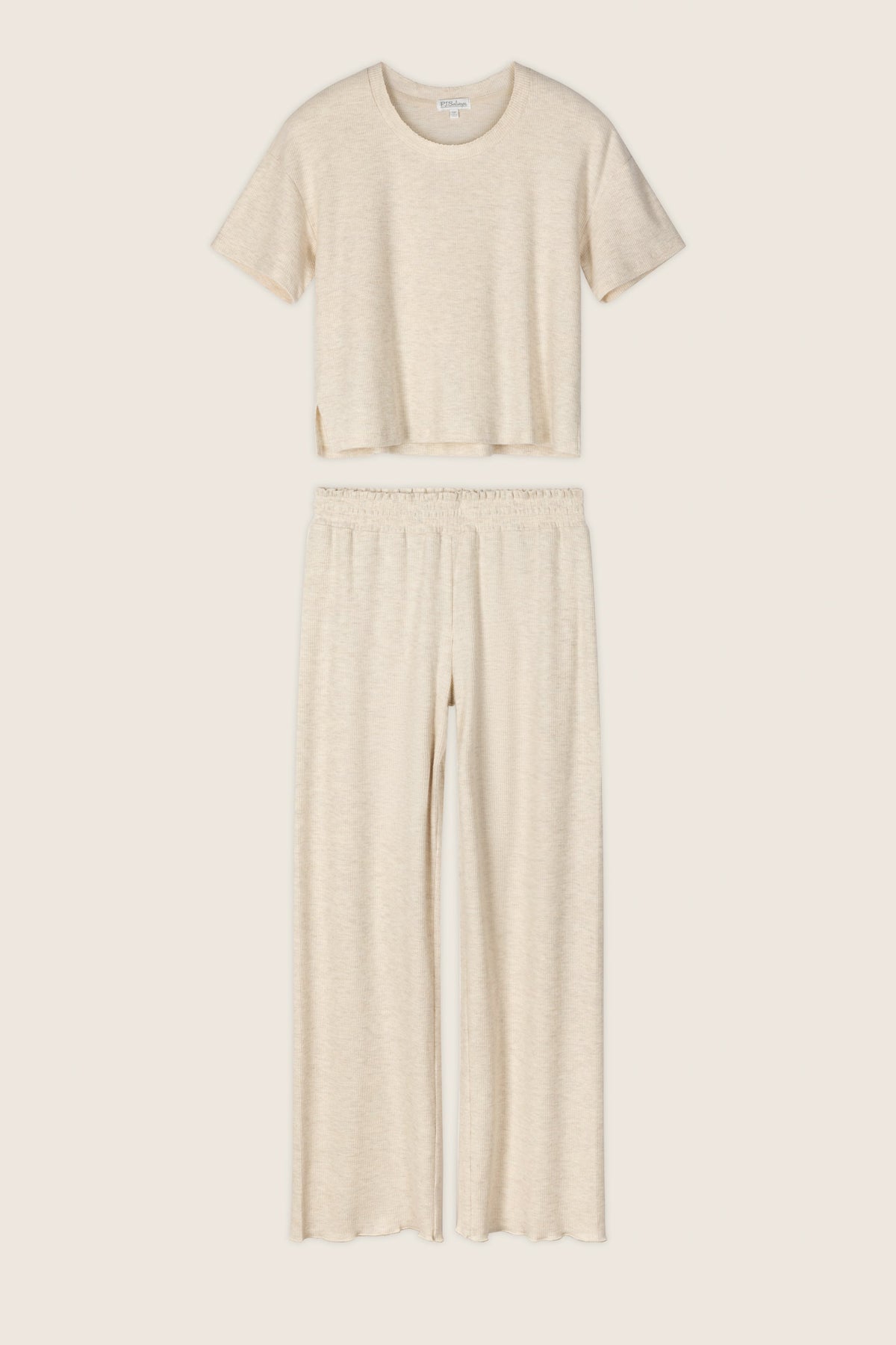 Weekend Waffles Light Oatmeal Cropped PJ Set
